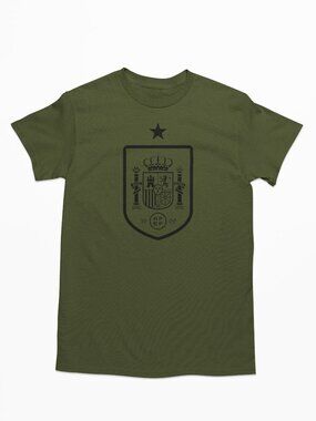 NEW Spain Espana National Soccer Team Big Logo T-Shirt MILITARY ARMY GREEN